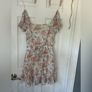 Miami Pink and Yellow Tiered Ruffle Mini Dress